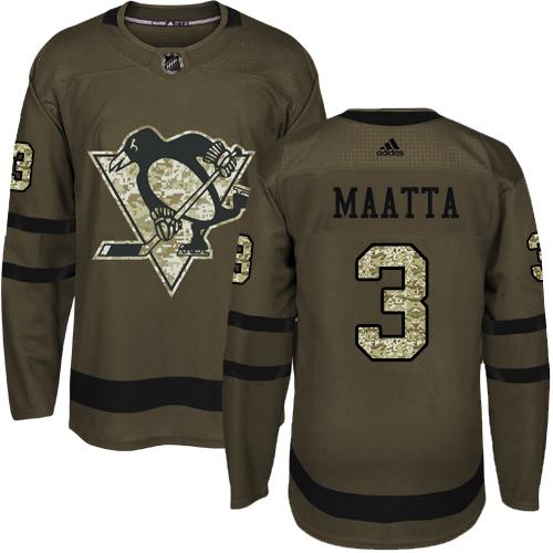 Adidas Penguins #3 Olli Maatta Green Salute to Service Stitched NHL Jersey